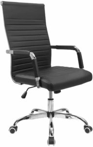 Furmax Ribbed Office Desk Chair Mid-Back PU Leather