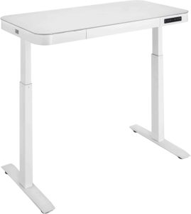 Glass Standing Desk with Drawer