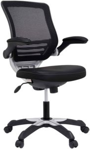 Modway Edge Mesh Back and White Vinyl Seat Office Chair With Flip-Up Arms