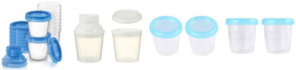 cups, bottles, jars for breast milk