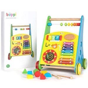 Boppi Wooden Baby Stroller with Shape Sorter and Activity Center